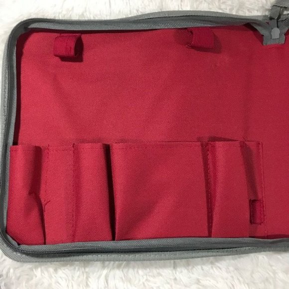 Wolfgang Puck Sturdy Canvas Red Gray Zip Around Chef Carry Case - Picture 5 of 12